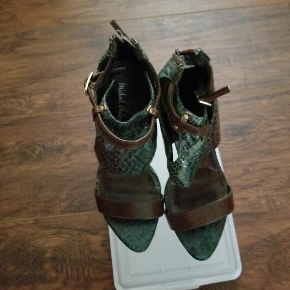 Michael Antonio Green and Brown Snakeskin Heels